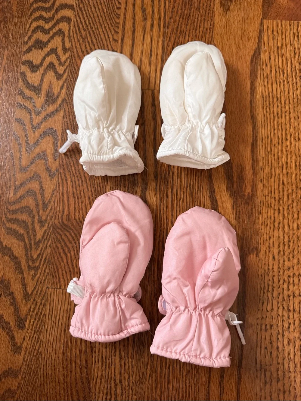 Baby Winter Mittens Bundle – Pink & White Insulated Snow Mittens